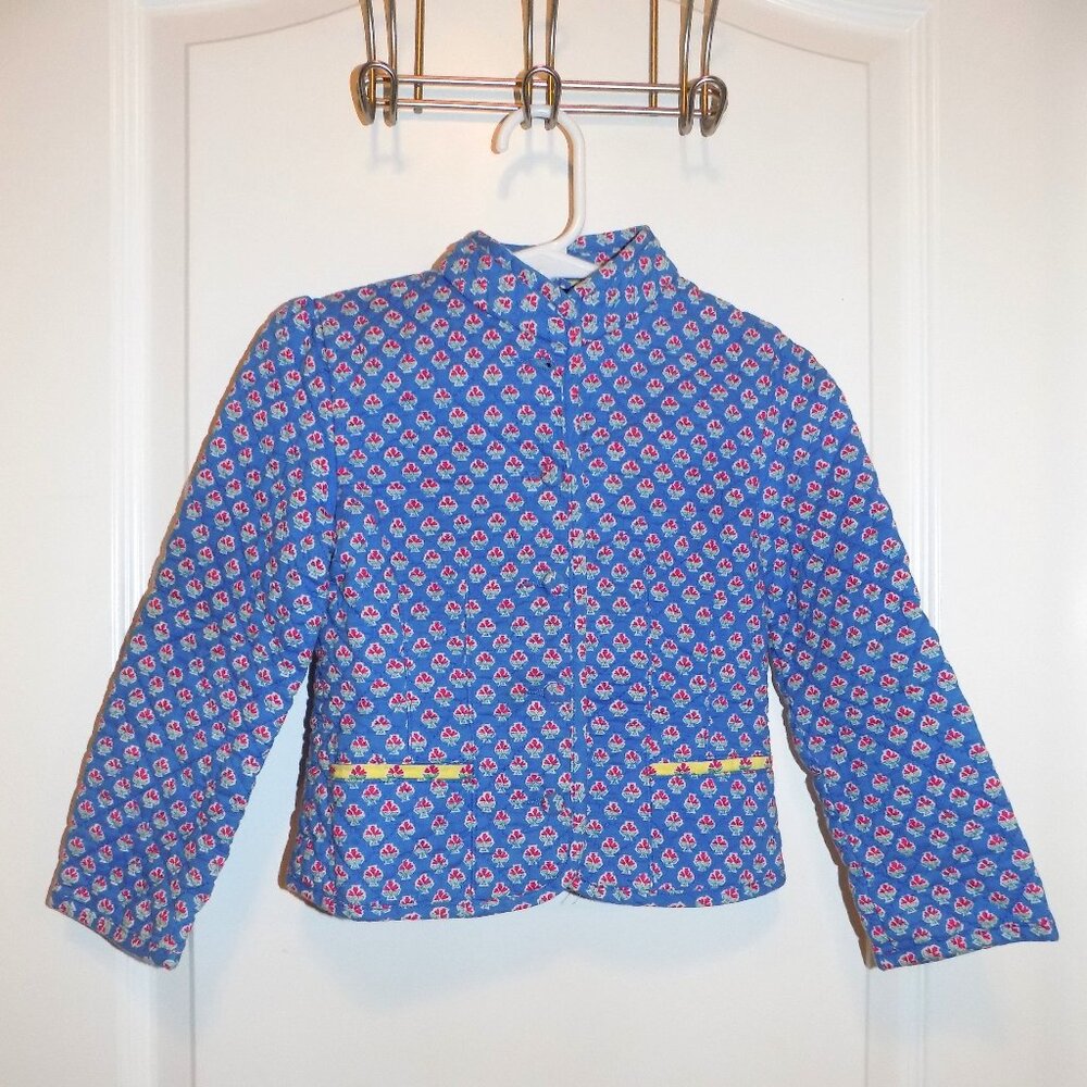 Polo RALPH LAUREN Girls 4/4T Jacket Quilted Blue Pink Floral Yellow Retro Vera B